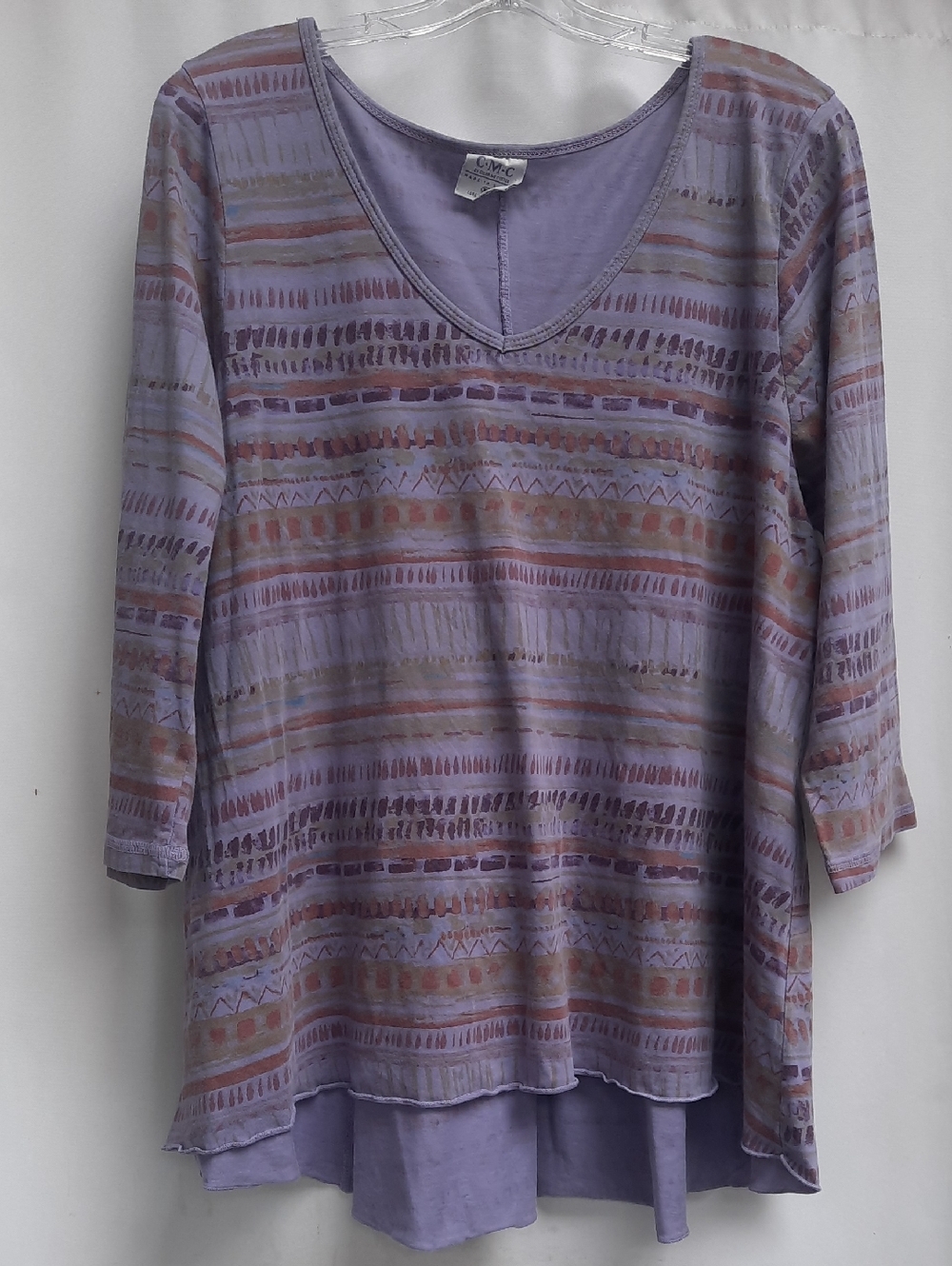 CMC Color Me Cotton 3/4 Sleeve Tunic Top XL USA Made